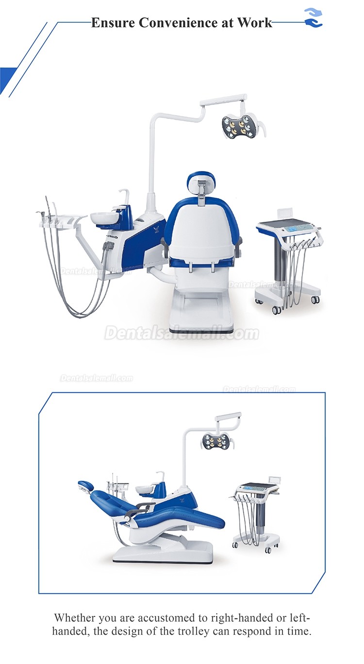 Gladent® GD-S350C Dental Chair Unit with Mobile Dental Cart Cast Aluminum Backrest